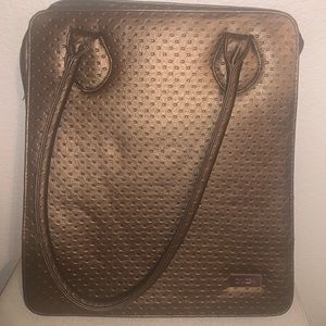 Bronze faux leather laptop iPad bag